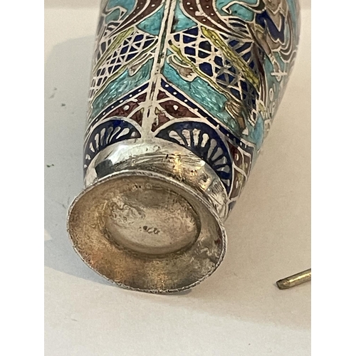 86 - AN ENAMELLED SILVER SCENT BOTTLE