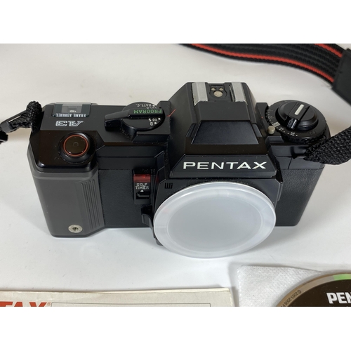 102 - A PENTAX A3 CAMERA BODY WITH MANUAL AND SOFTWARE CD