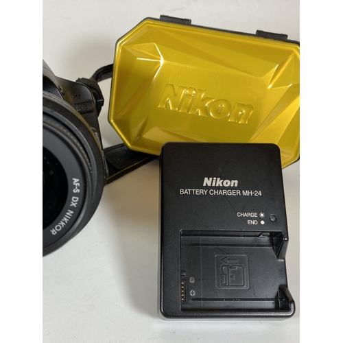 104 - A NIKON D3200 DIGITAL SLR CAMERA WITH AF-S DX NIKKOR 18-55MM 1:3.5-5.6 G VR LENS, CHARGER, ACCESSORI... 