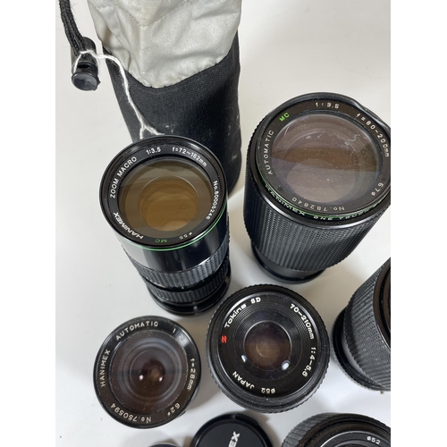 116 - A GROUP OF SIX VINTAGE CAMERA LENS' - 3 X TOKINA & 3 X HANNIMEX