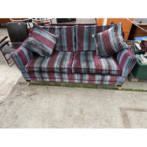 2780 - A STRIPED KNOLL STYLE TWO SEATER SOFA - HAND MADE BY DURESTA OF ENGLAND