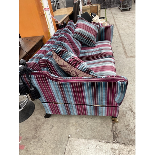 2780 - A STRIPED KNOLL STYLE TWO SEATER SOFA - HAND MADE BY DURESTA OF ENGLAND