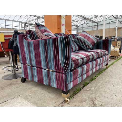 2780 - A STRIPED KNOLL STYLE TWO SEATER SOFA - HAND MADE BY DURESTA OF ENGLAND