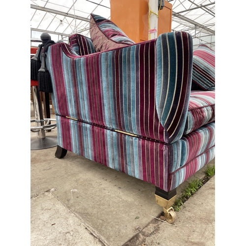 2780 - A STRIPED KNOLL STYLE TWO SEATER SOFA - HAND MADE BY DURESTA OF ENGLAND