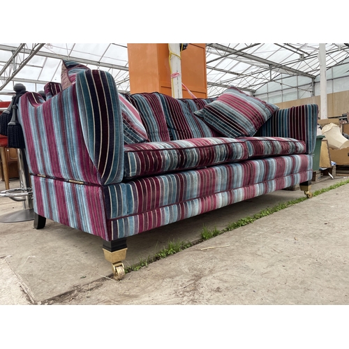 2780 - A STRIPED KNOLL STYLE TWO SEATER SOFA - HAND MADE BY DURESTA OF ENGLAND