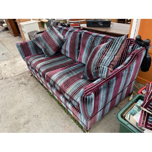 2780 - A STRIPED KNOLL STYLE TWO SEATER SOFA - HAND MADE BY DURESTA OF ENGLAND