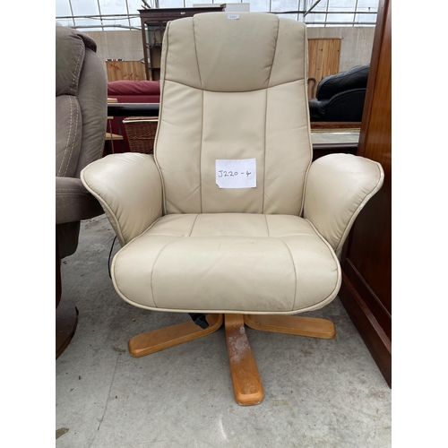 2787 - A CREAM LEATHERETTE ELECTRIC MASSAGE SWIVEL ARMCHAIR