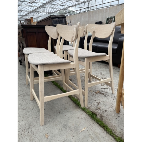 2790 - A SET OF FOUR LIMED DINING CHAIRS