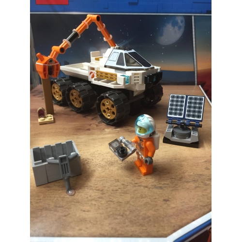 321 - A LEGO CITY KIT NO. 60226, MARS EXPLORATION, BUILT AND IN DISPLAY CASE