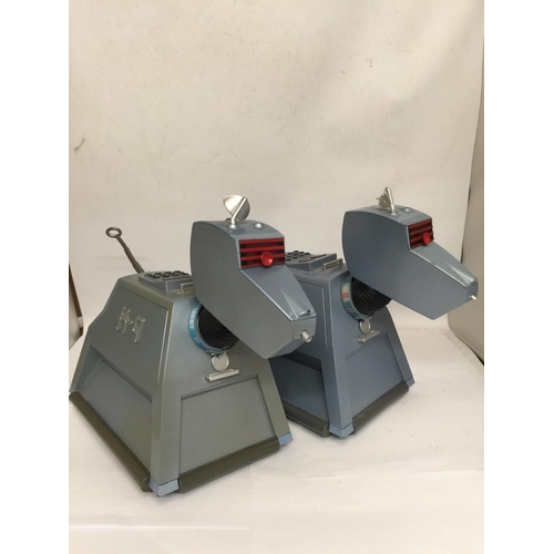 332 - TWO LARGE REMOTE CONTROL DR WHO K-9 ROBOT DOGS - ONLY ONE REMOTE CONTROL