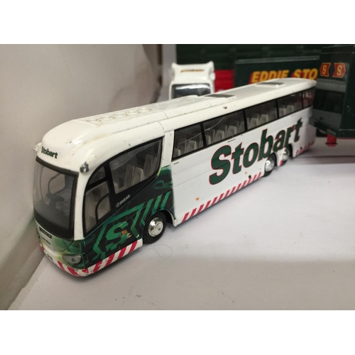 337 - ELEVEN UNBOXED EDDIE STOBART VEHICLES PLUS ONE LARGE TRAILER