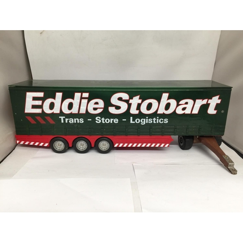 337 - ELEVEN UNBOXED EDDIE STOBART VEHICLES PLUS ONE LARGE TRAILER