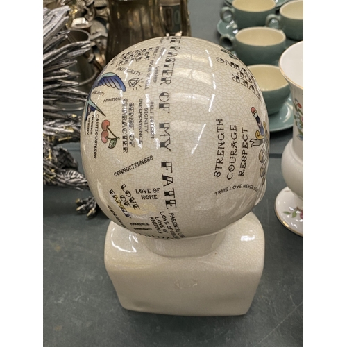 124 - A LARGE CERAMIC PHRENOLOGY HEAD, HEIGHT APPROX 29CM