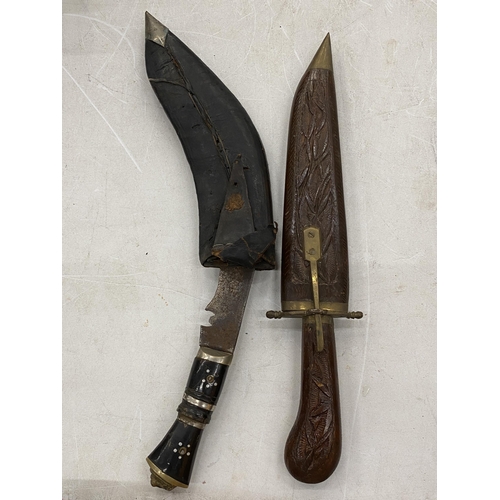 170 - TWO KNIVES TO INCLUDE A KUKRI AND AN INDIAN