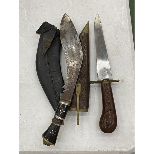 170 - TWO KNIVES TO INCLUDE A KUKRI AND AN INDIAN