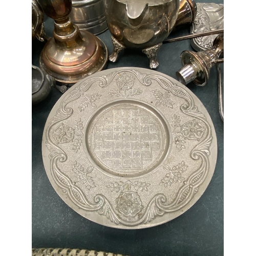 198 - A LARGE QUANTITY OF VINTAGE SILVER PLATED ITEMS TO INCLUDE GALLERIED TRAYS, GOBLETS, CANDLEABRAS, A ... 