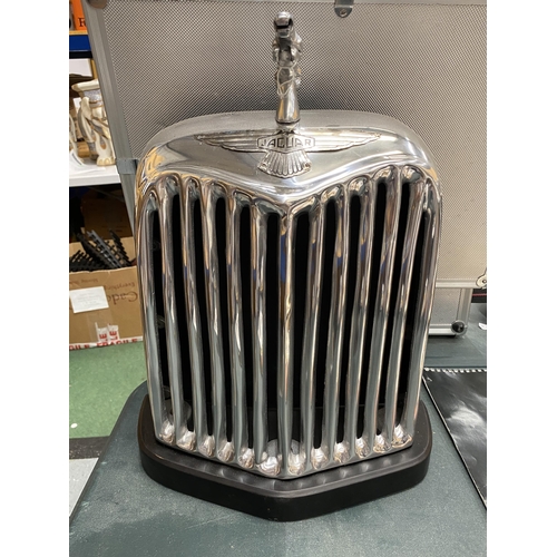 203 - A CHROME STYLE JAGUAR RADIATOR ON BASE