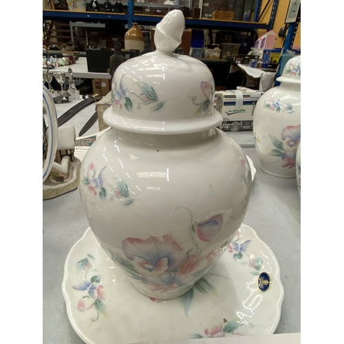 204 - A QUANTITY OF CHINA ITEMS TO INCLUDE A RETRO FENTON COFFEE POT, AYNSLEY LIDDED POTS, A PLANTER, JUG ... 