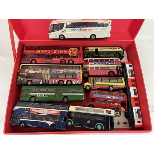 341 - ELEVEN UNBOXED 1/76 SCALE MODEL BUSES TO INCLUDE CORGI AND EFE