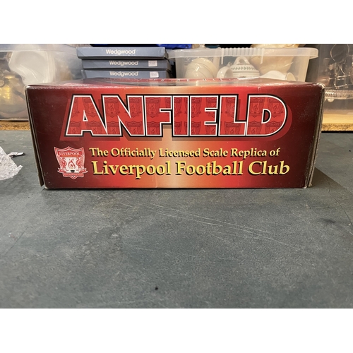 398 - A BOXED RARE MODEL PREMIER COLLECTABLES, LIVERPOOL FC, ANFIELD STADIUM MODEL, 1998, WITH C. O. A.  S... 