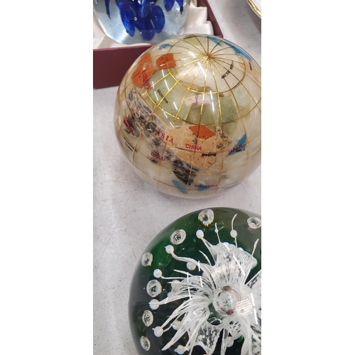 261 - A COLLECTION OF ART GLASS PAPERWEIGHTS WITH THREE BOXED EXAMPLES