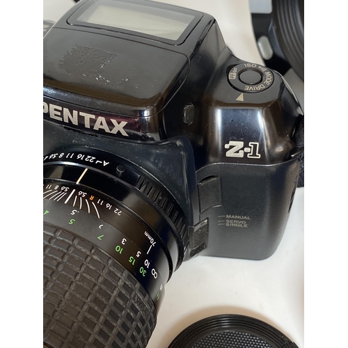 116 - A LARGE PENTAX Z-1 SLR CAMERA BUNDLE, CAMERA WITH ZOOM MASTER LENS, FURTHER SMC PENTAX DAL 18-55MM L... 