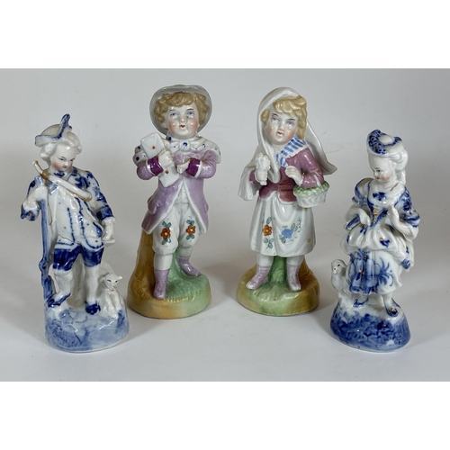 117 - TWO PAIRS OF ANTIQUE CONTINENTAL CONTA & BOEHME PORCELAIN FIGURES