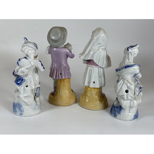 117 - TWO PAIRS OF ANTIQUE CONTINENTAL CONTA & BOEHME PORCELAIN FIGURES