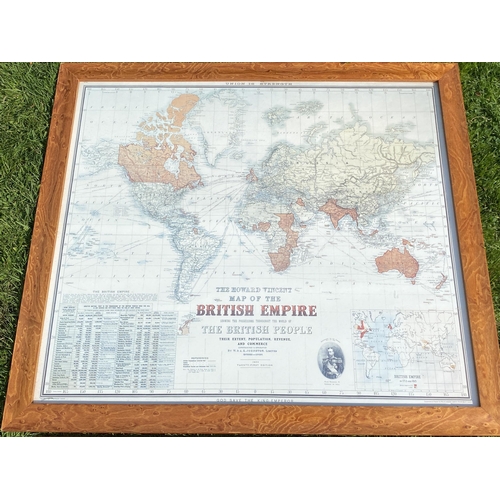 124 - TWO FRAMED PRINTS  TO INCLUDE THE HOWARD VINCENT MAP OF THE BRITISH EMPIRE, 1924, TWENTY-FIRST EDITI... 