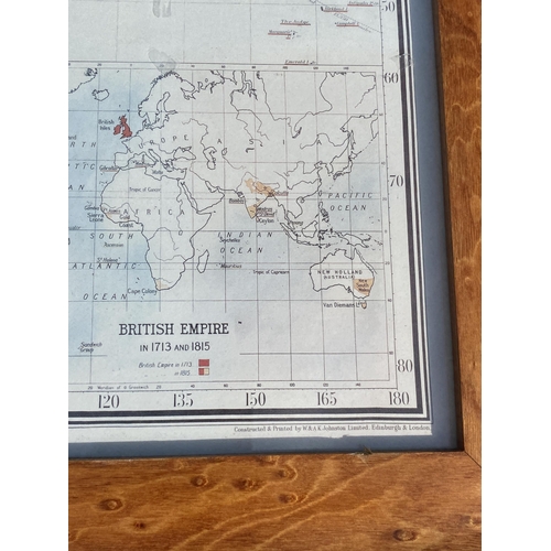 124 - TWO FRAMED PRINTS  TO INCLUDE THE HOWARD VINCENT MAP OF THE BRITISH EMPIRE, 1924, TWENTY-FIRST EDITI... 