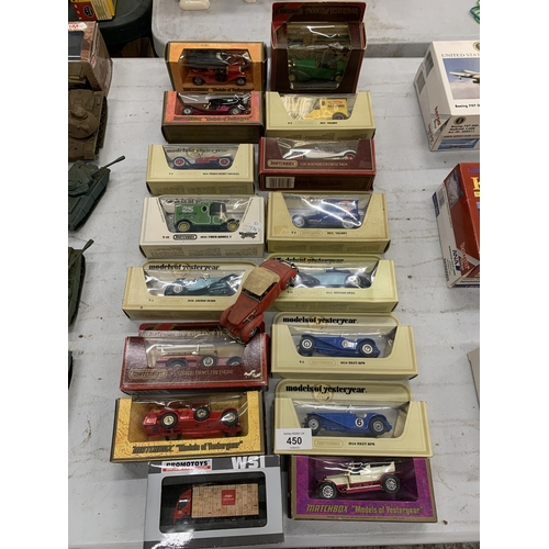 450 - A COLLECTION OF SIXTEEN BOXED DIECAST CAR MODELS