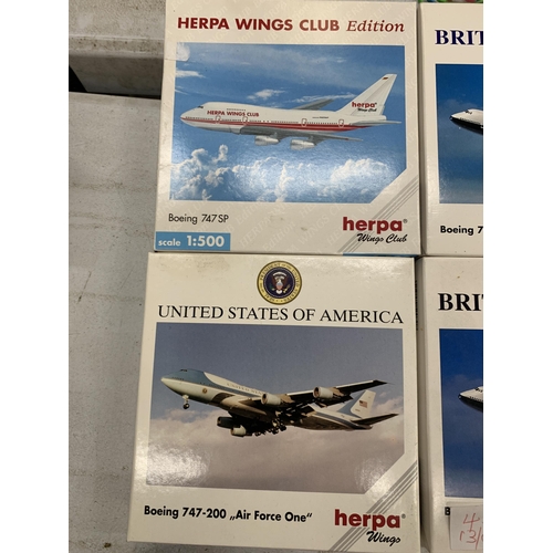 450A - FOUR BOXED HERPA WINGS 1:500 SCALE AEROPLANE MODELS