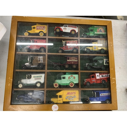 452 - TWO WOODEN DISPLAY CASES OF DIECAST CARS