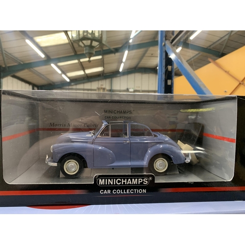 461 - TWO BOXED DIECAST MODELS - MINICHAMPS AND SUN STAR MORRIS MINOR 1000