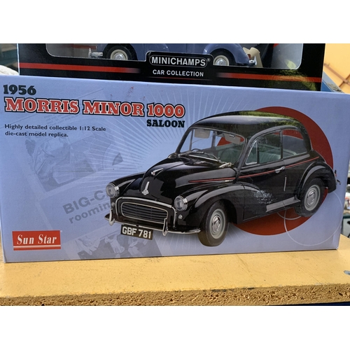 461 - TWO BOXED DIECAST MODELS - MINICHAMPS AND SUN STAR MORRIS MINOR 1000