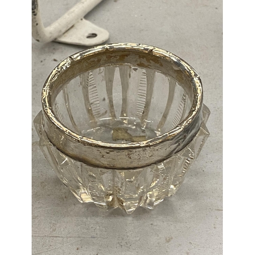 228 - FOUR HALLMARKED SILVER RIMMED POTS