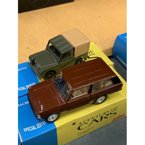 439 - TWO BOXED CORGI 'A CENTURY OF CARS' TO INCLUDE A LANDROVER ADD7088 AND A RANGE ROVER AE09907