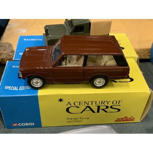 439 - TWO BOXED CORGI 'A CENTURY OF CARS' TO INCLUDE A LANDROVER ADD7088 AND A RANGE ROVER AE09907