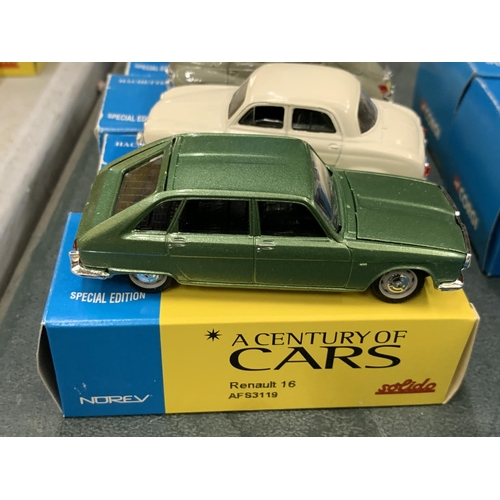 440 - FOUR BOXED CORGI 'A CENTURY OF CARS' TO INCLUDE A RENAULT CLIO, 4 CV, 16 AND DAUPHINE