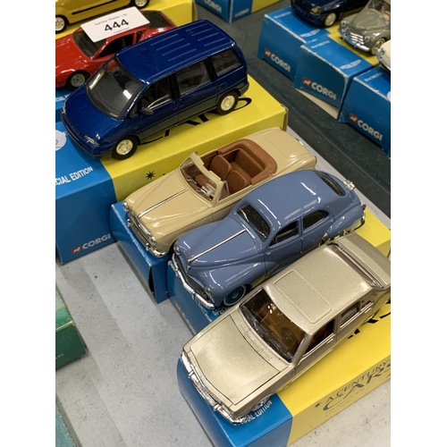 443 - FOUR BOXED CORGI 'A CENTURY OF CARS' TO INCLUDE A PEUGEOT 504, 403 CABRIOLET, 806 AND 203