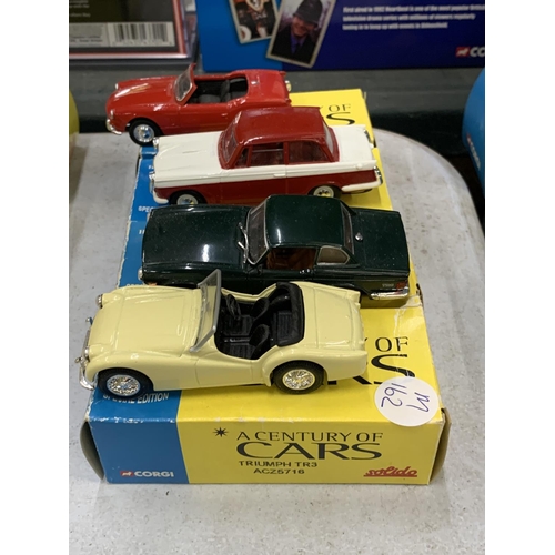 445 - FOUR BOXED CORGI 'A CENTURY OF CARS' TO INCLUDE A TRIUMPH SPITFIRE, HERALD, TR6 AND A TR3