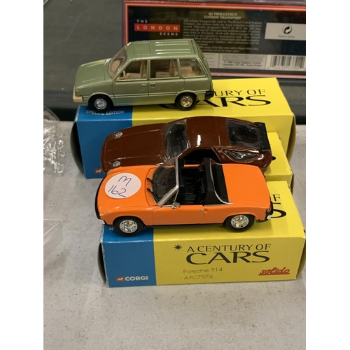 447 - THREE BOXED CORGI 'A CENTURY OF CARS' TO INCLUDE A PORSCHE 928 GT, 914 AND A NISSAN PRAIRIE