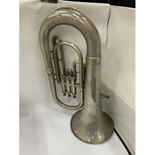 12 - A VINTAGE SILVER PLATED EUPHONIUM