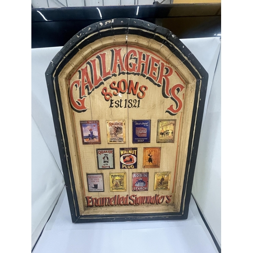 27 - A VINTAGE GALLAGHERS & SONS WOODEN SIGN