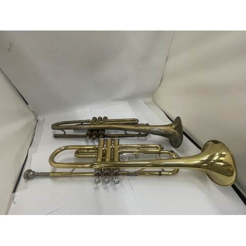 29 - TWO VINTAGE TRUMPETS TO INCLUDE A BRASS EXAMPLE