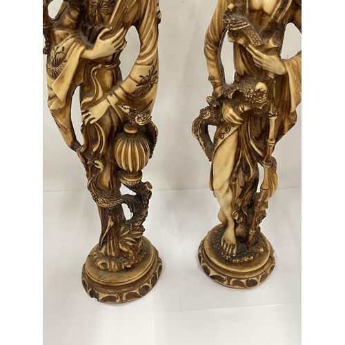 34 - A LARGE PAIR OF ORIENTAL RESIN TALL FIGURES, HEIGHT 48CM