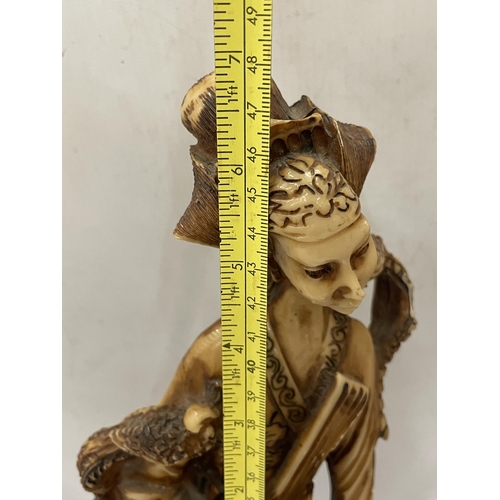 34 - A LARGE PAIR OF ORIENTAL RESIN TALL FIGURES, HEIGHT 48CM