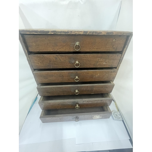 36 - A VINTAGE SET OF OAK ENGINEERS DRAWERS