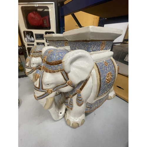 39 - A PAIR OF LARGE CERAMIC ELEPHANT GARDEN SEATS