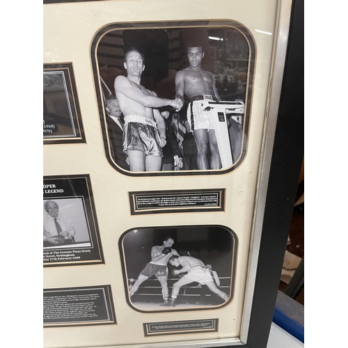 47 - A FRAMED SIR HENRY COOPER O.B.E BOXING MONTAGE WITH SIGNED BOXING GLOVE AND PHOTOS